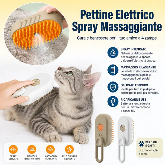 Spazzola a Vapore per Cani e Gatti 3 in 1