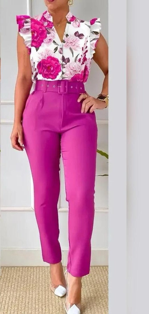 Vestito donna, pantalone, cinta e camicetta